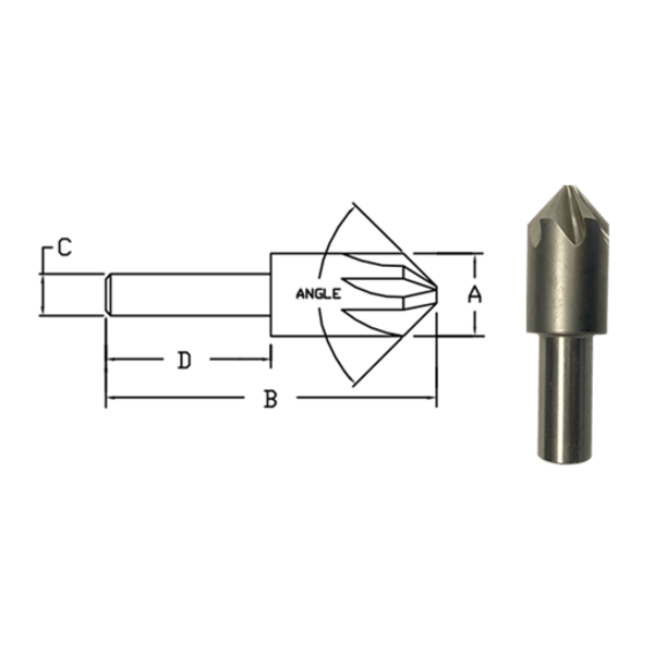 Link 3/8 Od 82° 6-Flute Cobalt Countersink - Tin Coat CO-TN-560